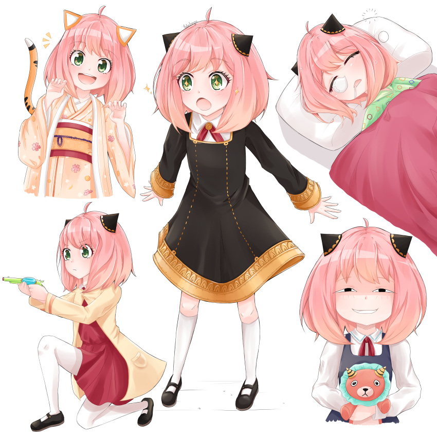 +_+, 1girl, :d, :o, absurdres, ahoge, animal_ears, anya's_heh_face_(meme)