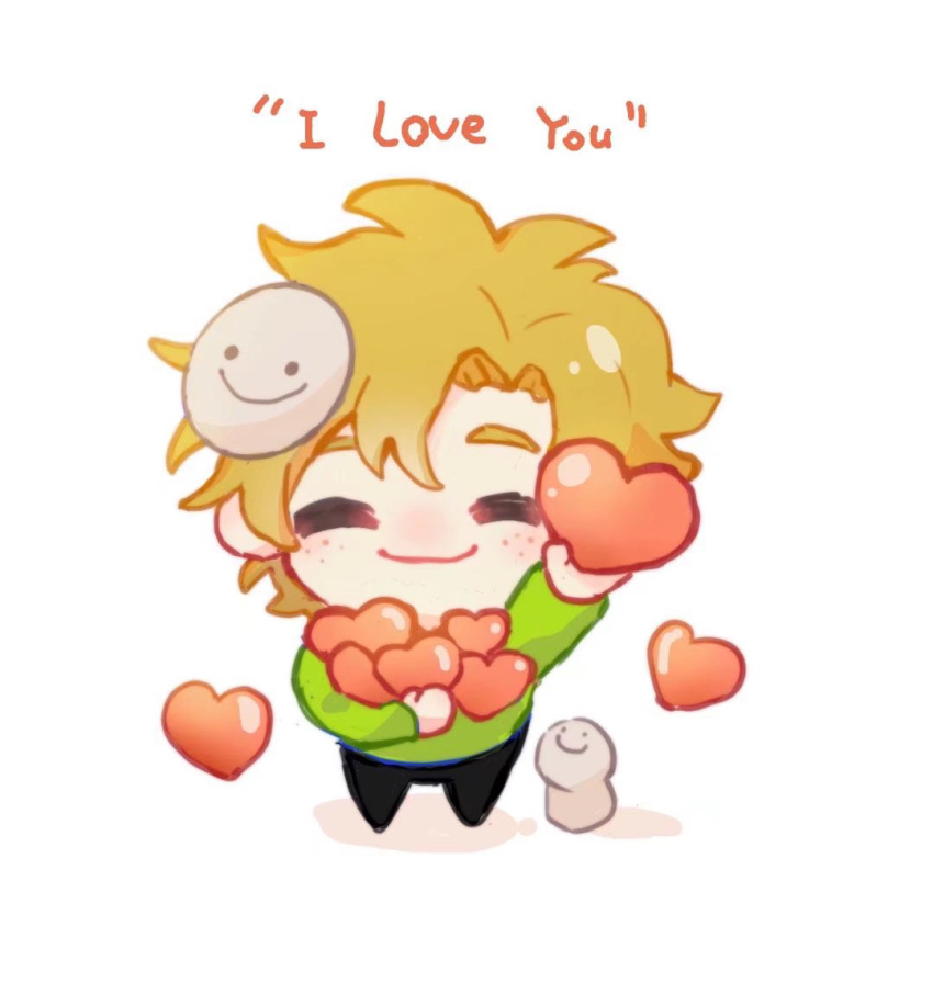 1boy, blonde_hair, chibi, chibi_only, closed_eyes, commentary, dream_(youtuber), dream_(youtuber)_(blob)