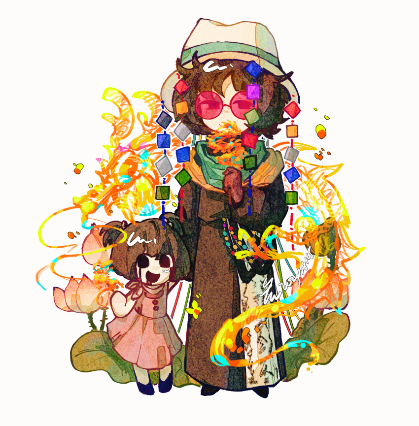 1boy, 1girl, black_coat, black_eyes, black_footwear, black_hair, brown_gloves, chinese_commentary