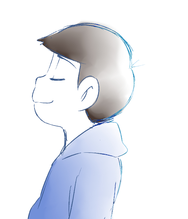 1boy, antenna_hair, blue_hoodie, blunt_bangs, brown_hair, closed_eyes, closed_mouth, commentary_request