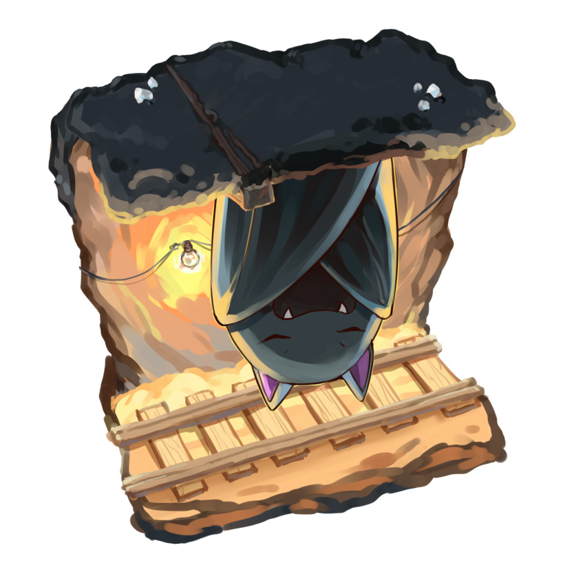 cave_interior, closed_eyes, dlitw, fangs, full_body, golbat, highres, light_bulb