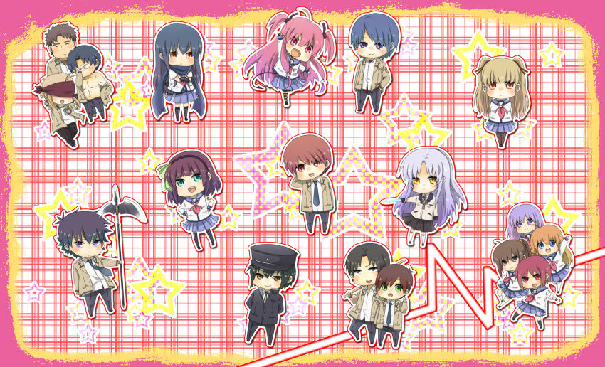 chibi, everyone, fujimaki_(angel_beats!), highres, hinata_(angel_beats!), hisako_(angel_beats!), irie_(angel_beats!), iwasawa