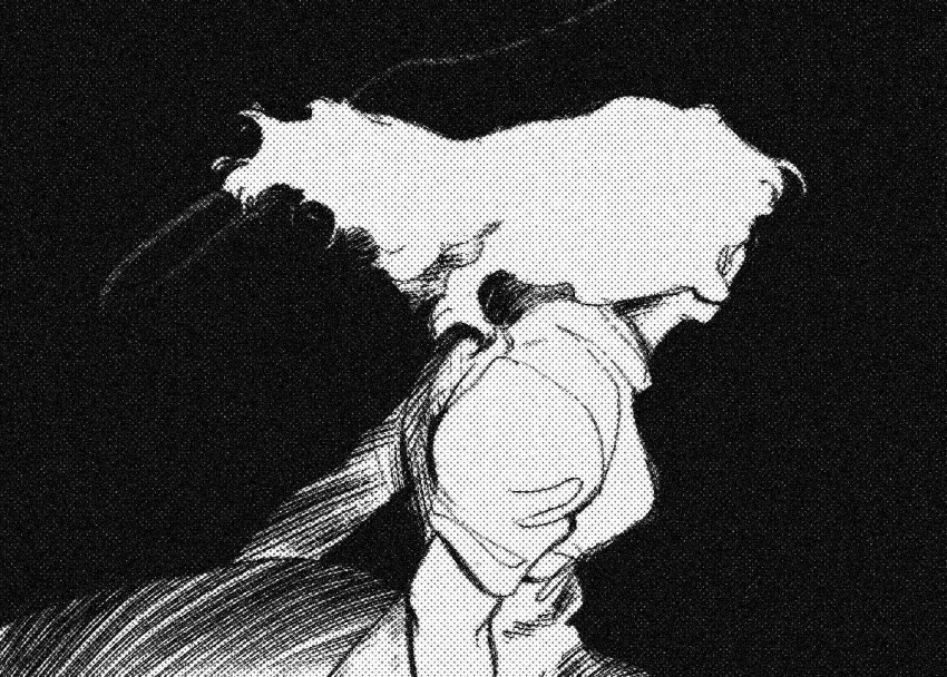 1girl, black_background, dress, finley_(indigo_park), greyscale, long_hair, monochrome, original