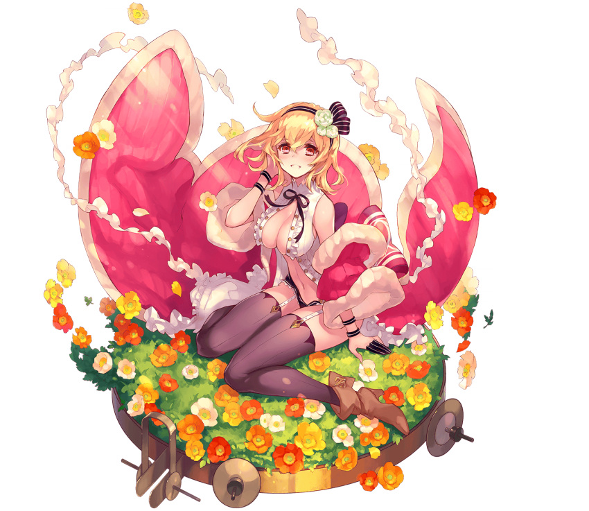 1girl, ancient_killers_(phantom_of_the_kill), blonde_hair, boots, breasts, da-kuro, eros_(phantom_of_the_kill), field