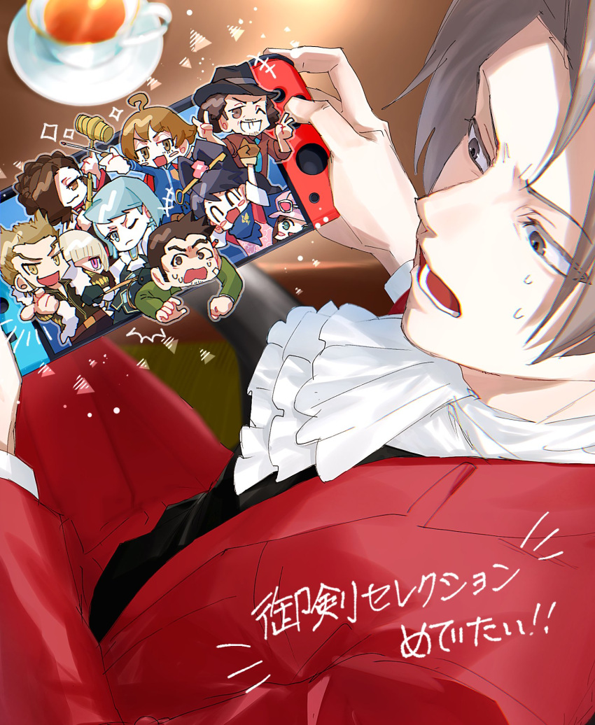 5boys, 5girls, ^^^, ace_attorney, ace_attorney_investigations, ace_attorney_investigations_2, ahoge, arm_up