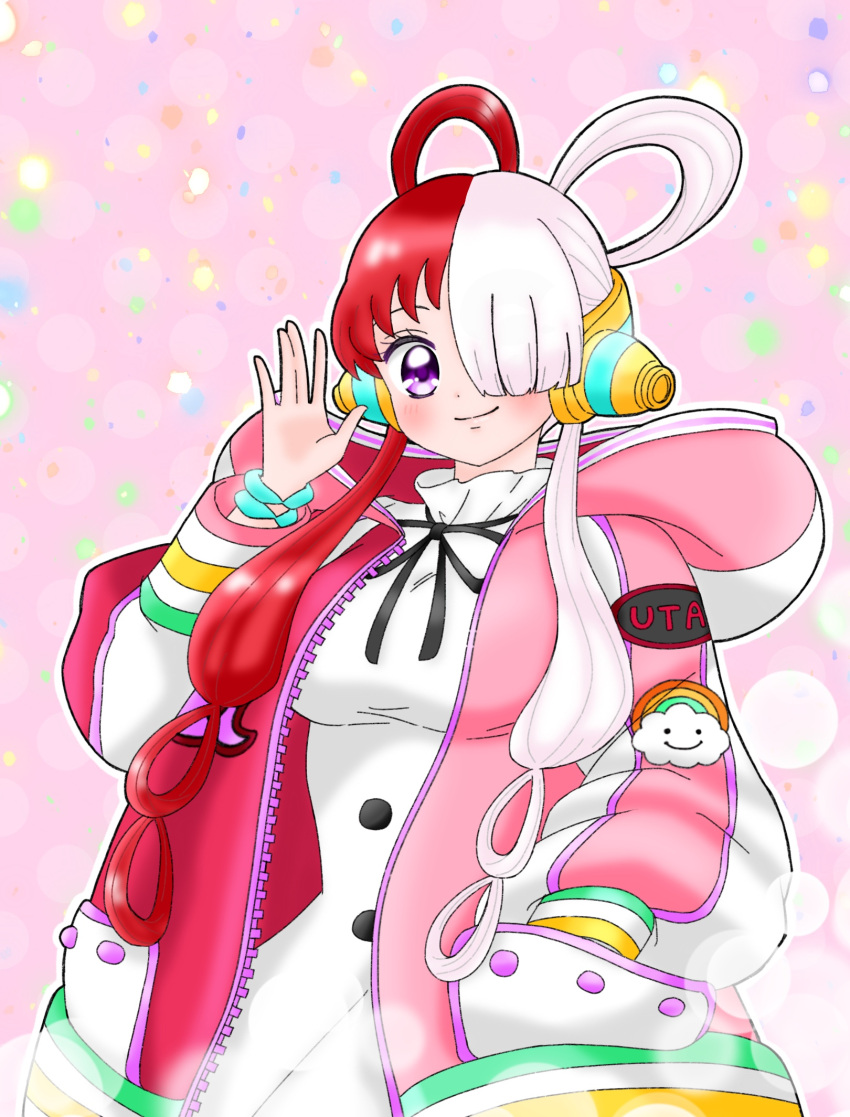 1girl, asymmetrical_bangs, birthday, black_ribbon, blush, bracelet, breasts, character_name