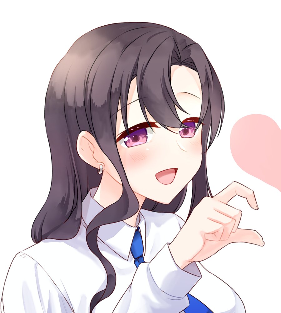 1girl, black_hair, blue_archive, blue_necktie, collared_shirt, earrings, female_sensei_(blue_archive), hair_between_eyes