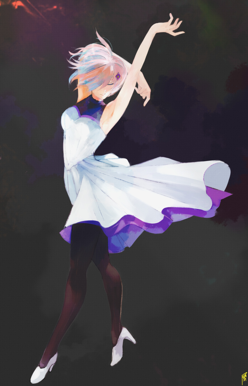 1girl, absurdres, arm_behind_head, breasts, closed_eyes, dancing, dress, fate/grand_order