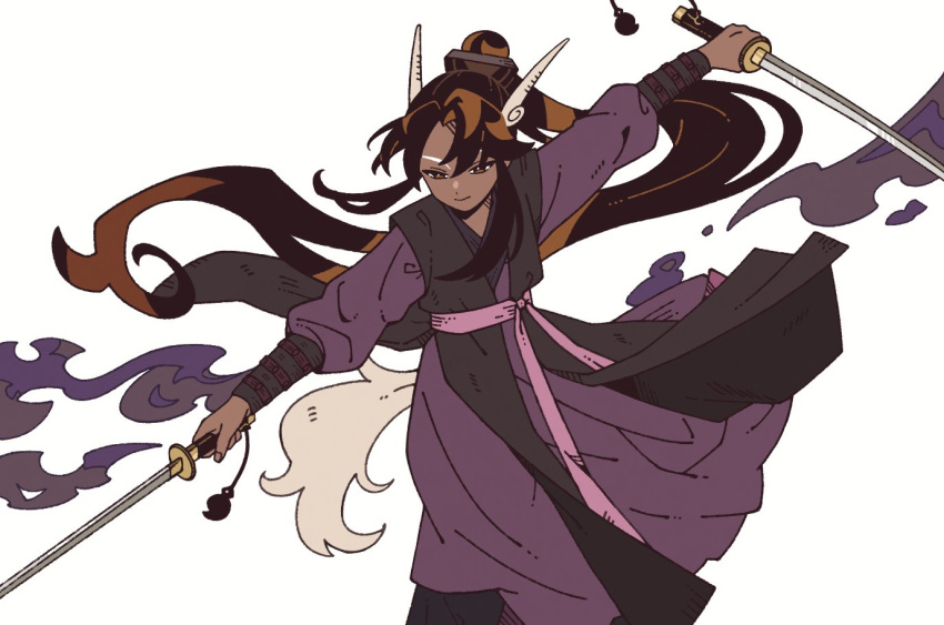 1girl, arm_up, black_coat, brown_eyes, brown_hair, caramel_arrow_cookie, ckrn_latte, closed_mouth
