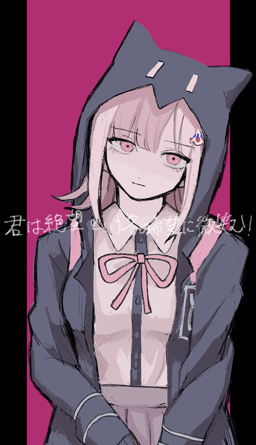 1girl, animal_ears, black_shirt, brown_skirt, cat_ears, closed_mouth, danganronpa_(series), danganronpa_2:_goodbye_despair