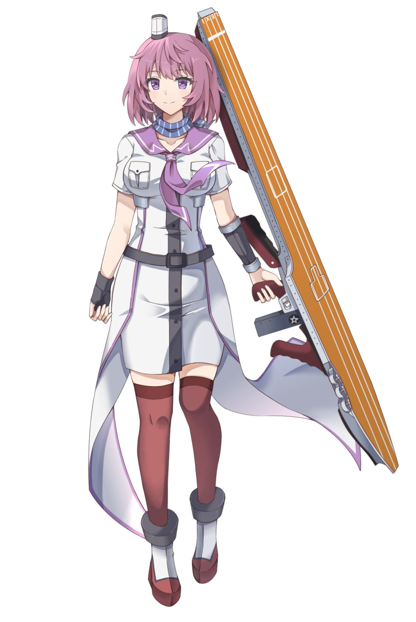 1girl, adapted_turret, adapted_uniform, belt, boots, breasts, collar, cosplay