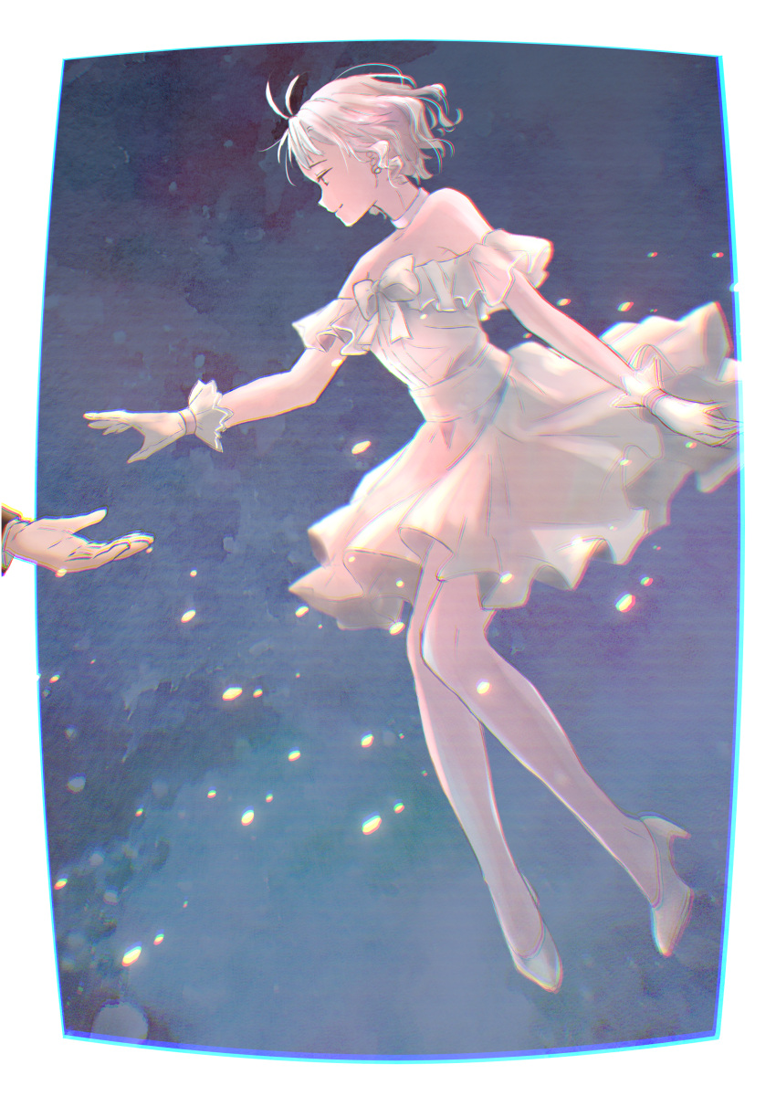 1girl, absurdres, bare_shoulders, bow, choker, dress, dress_bow, drill_hair