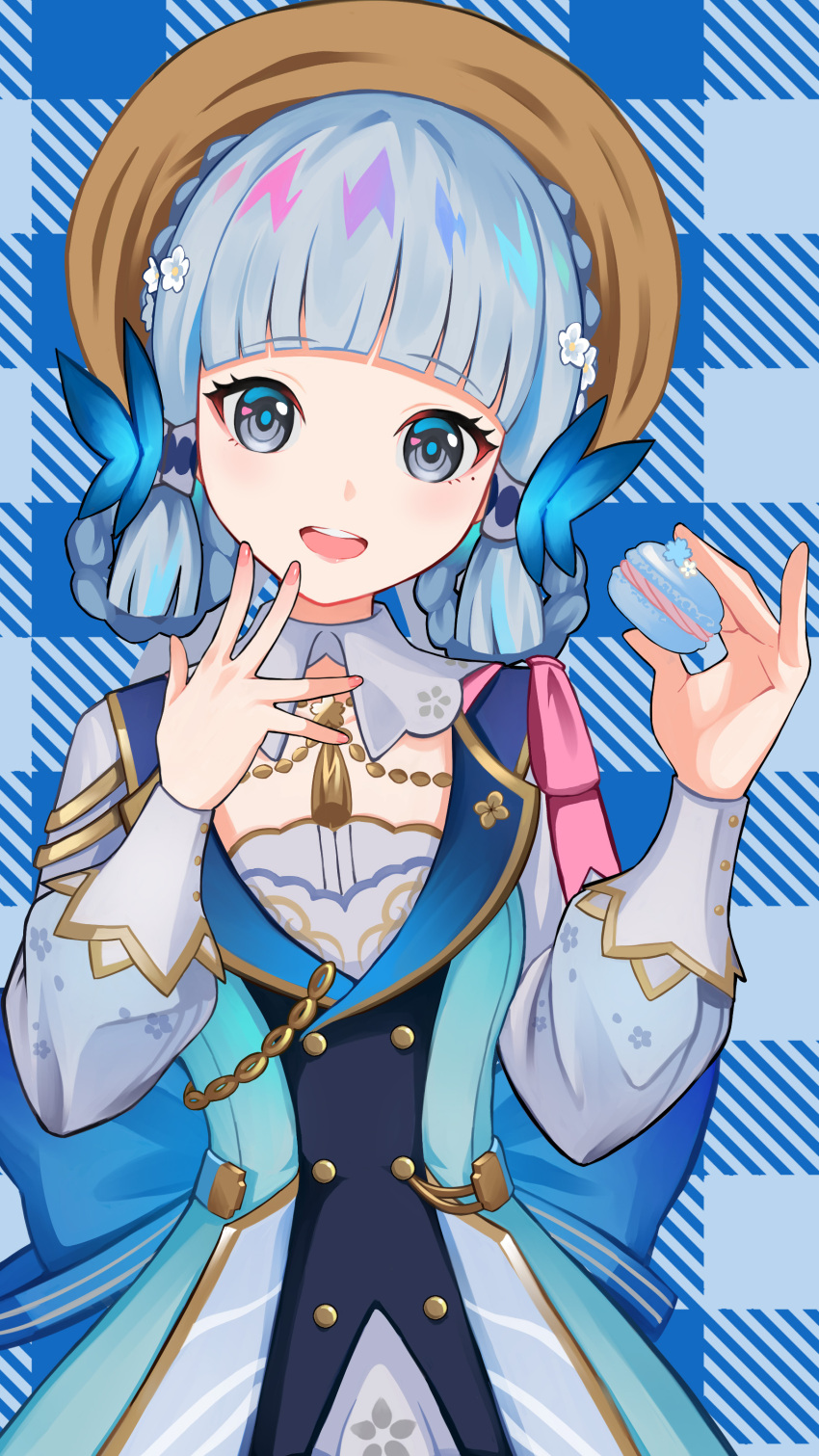 1girl, absurdres, back_bow, blue_bow, blue_dress, blue_eyes, blue_hair, blunt_bangs