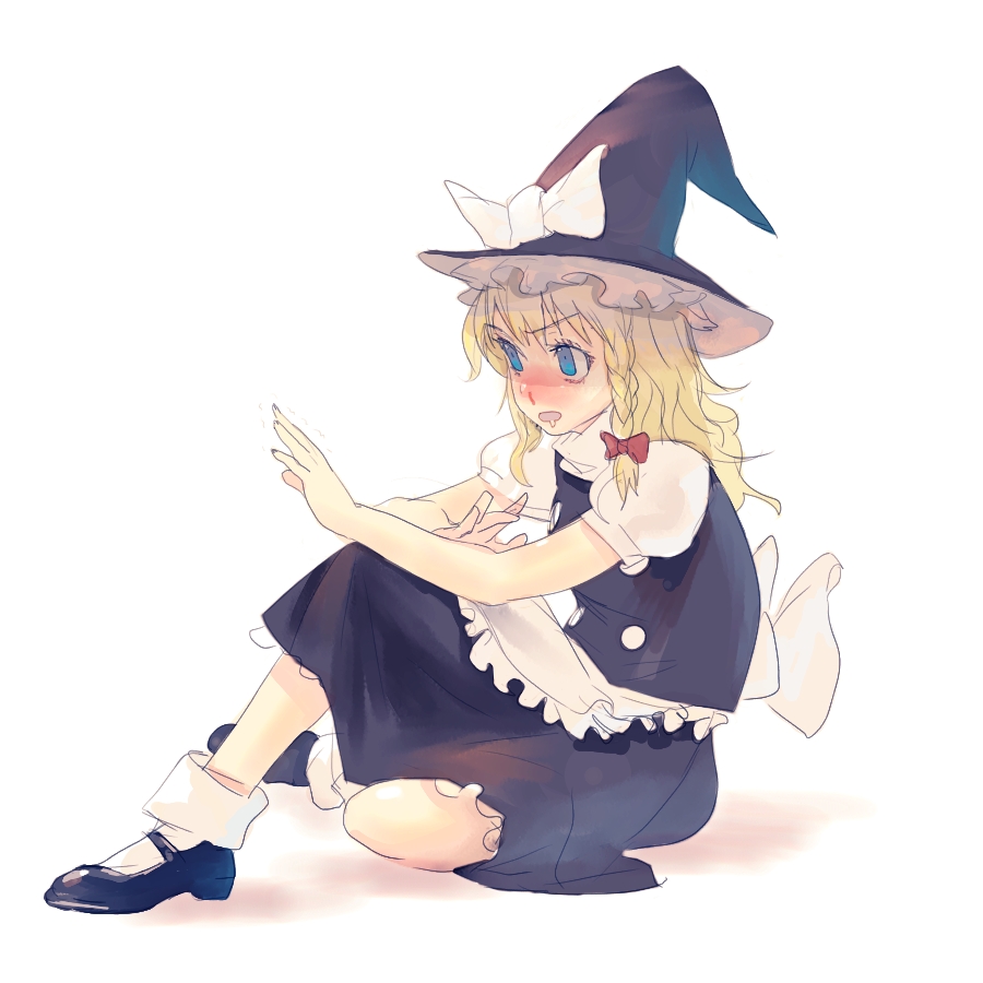 hat, kirisame_marisa, nosebleed, ochirucchuru, ochurucchuru, sitting, touhou, witch