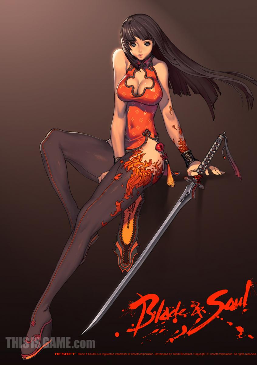blade_&amp;_soul, blade_and_soul, boots, breasts, china_dress, chinese_clothes, cleavage, highres