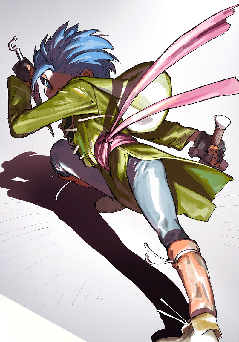 1boy, black_gloves, blue_eyes, blue_hair, camus_(dq11), commentary, dragon_quest, dragon_quest_xi