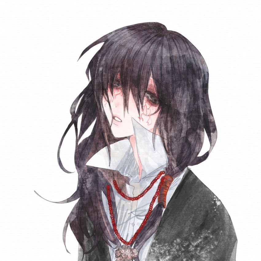 1boy, black_eyes, black_hair, black_jacket, chinese_commentary, coat, collared_shirt, commentary_request