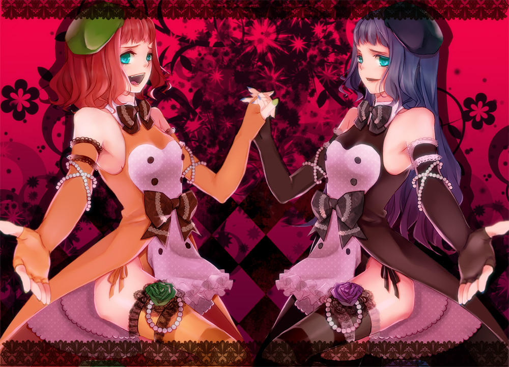 1girl, furfur, hand_holding, holding_hands, morphine_(pixiv), thighhighs, trap, umineko_no_naku_koro_ni