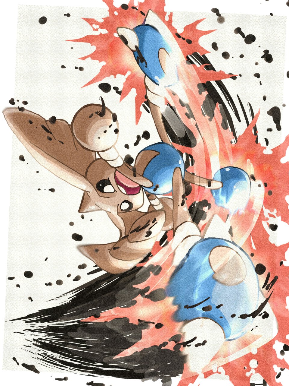 black_eyes, claws, fighting_stance, full_body, highres, hitmontop, kicking, no_humans