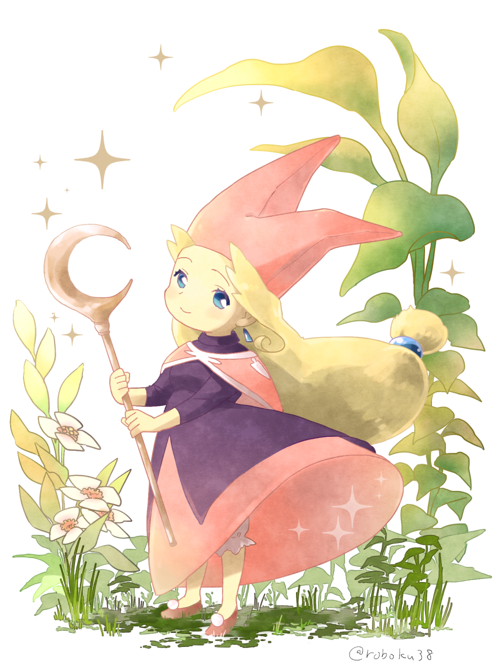 1girl, blonde_hair, blue_eyes, blush, cape, collared_dress, dress, earrings