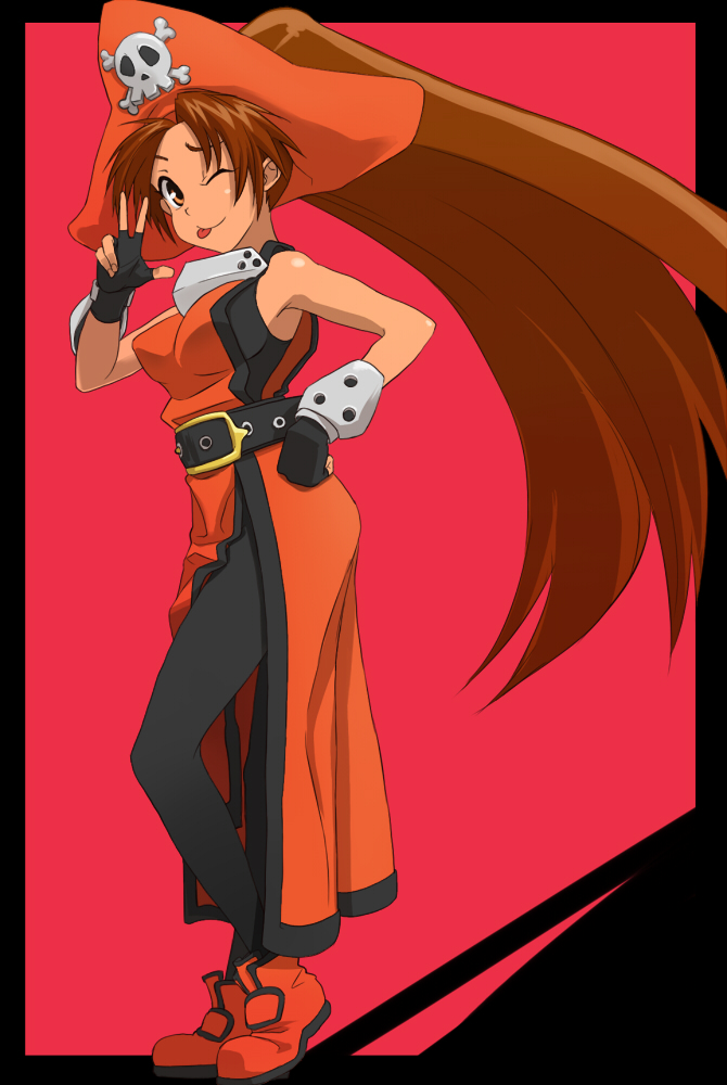 :p, brown_hair, fingerless_gloves, gloves, gousaikoo, guilty_gear, long_hair, may