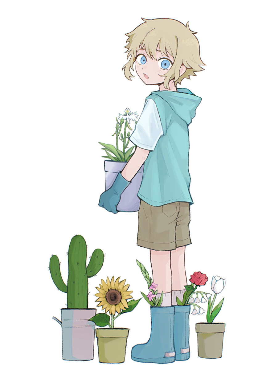 1boy, absurdres, alternate_costume, antenna_hair, basil_(faraway)_(omori), basil_(omori), blonde_hair, blue_eyes
