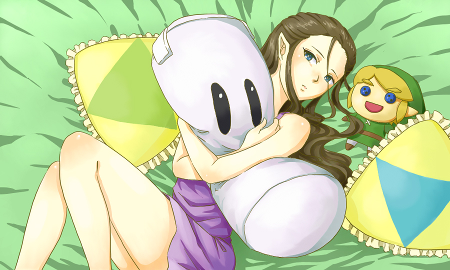 bad_id, bare_shoulders, blue_eyes, brown_hair, character_doll, doll, legs, link
