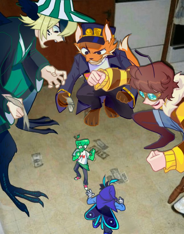 5boys, animal_ears, animal_legs, antennae, bee_boy, bird_boy, bird_legs, bird_wings