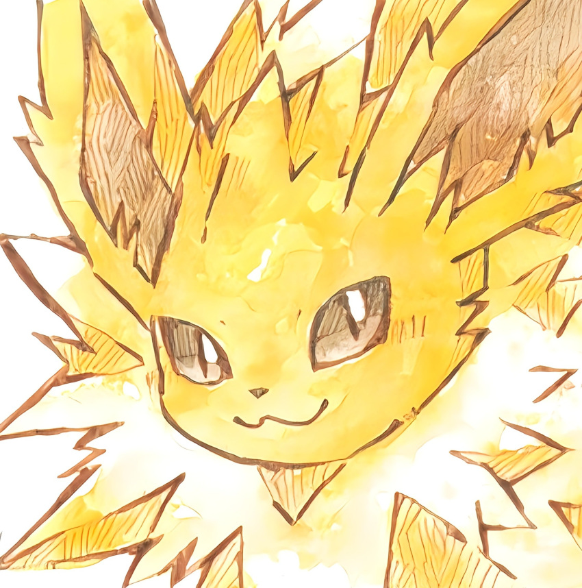 brown_eyes, close-up, closed_mouth, highres, jolteon, looking_at_viewer, no_humans, pokemon