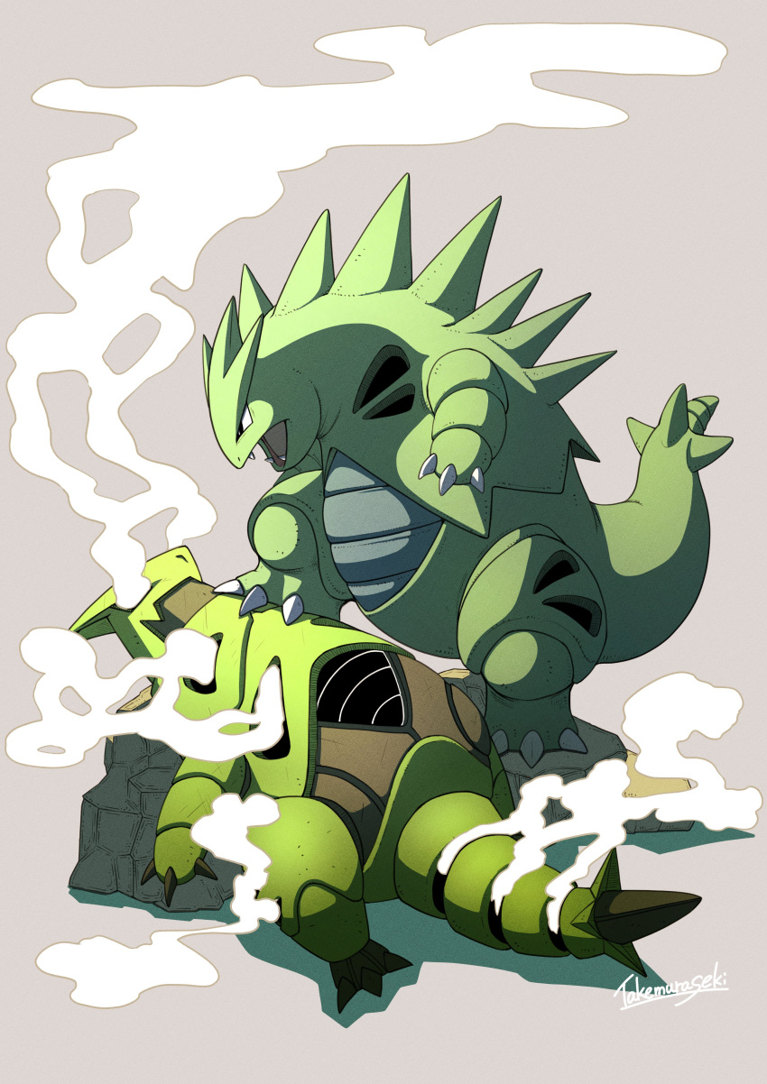 absurdres, after_battle, android, black_eyes, claws, colored_skin, dragon, fang