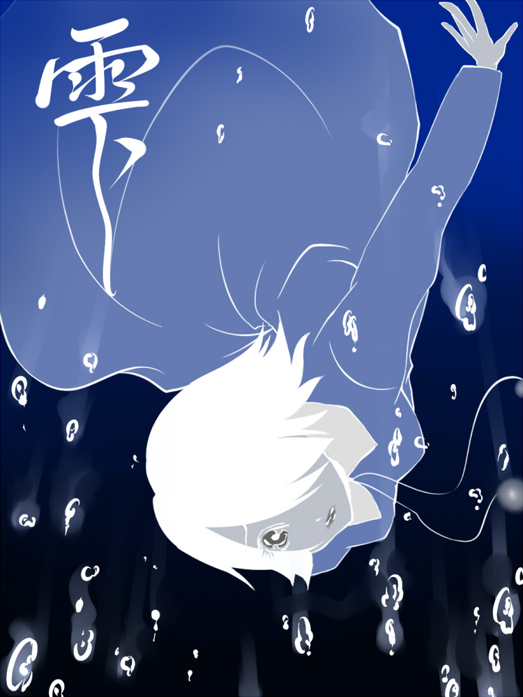 hair_over_one_eye, miyama_kiri, original, solo, underwater, white_hair