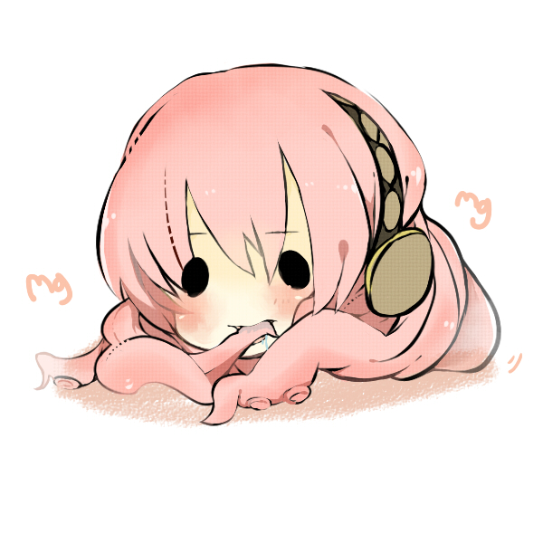 cannibalism, eating, megurine_luka, no_humans, purintowswsp, solo, takoluka, tentacle