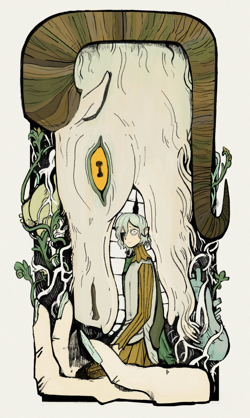 1boy, absurdres, animal, bags_under_eyes, black_eyes, blood, blood_from_eyes, border