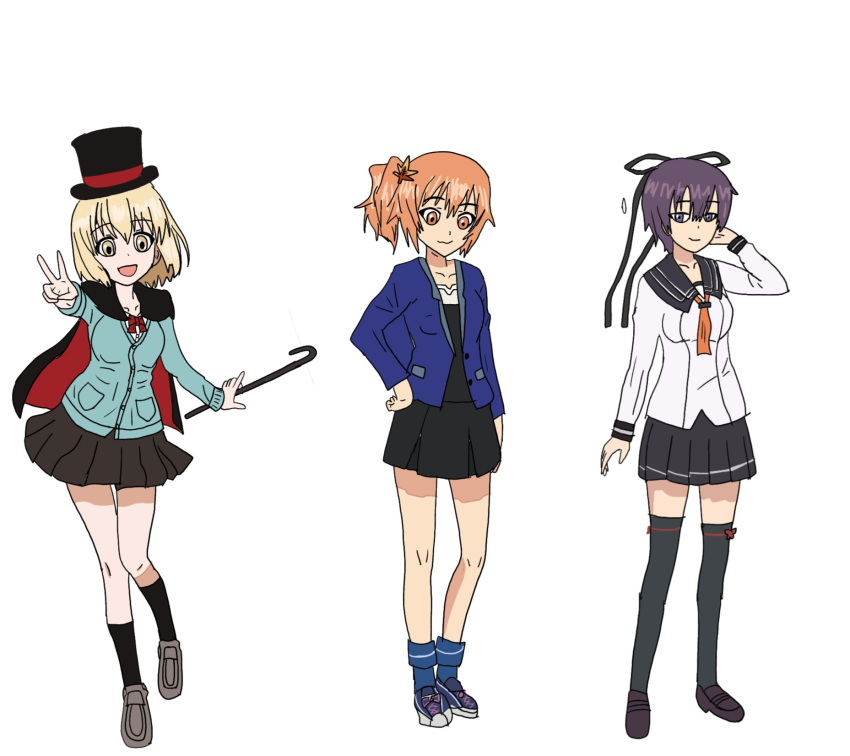alternate_costume, asai_ayaka, character_request, cosplay, crossover, girls_und_panzer, girls_und_panzer_little_army, highres, hondo_kaede, kimura_juri, kita_kabayo, multiple_girls, takami_yuu, user_zdmu8758, voice_actor_connection, yuzumoto_hitomi