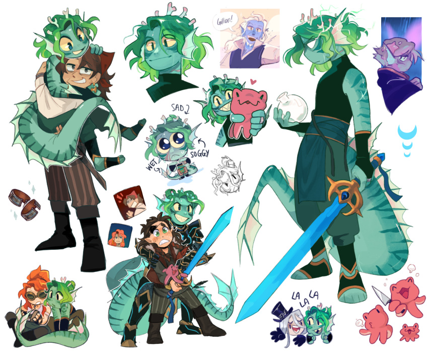 2girls, 4boys, black_footwear, black_shirt, boots, bottle, brown_hair, brown_pants