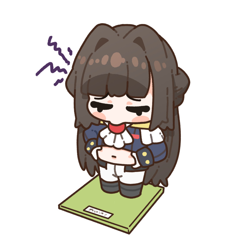 absurdres, blush, chibi, closed_eyes, epaulettes, gloves, goddess_of_victory:_nikke, hand_on_own_stomach