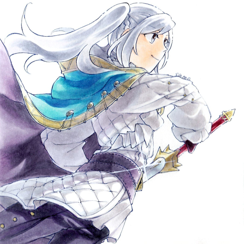 1girl, blue_cape, cape, closed_mouth, commentary_request, falchion_(fire_emblem), fire_emblem, fire_emblem_awakening