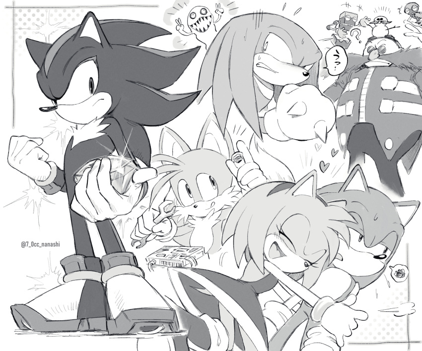 1girl, 5boys, ?, absurdres, amy_rose, animal_ears, animal_nose, blush