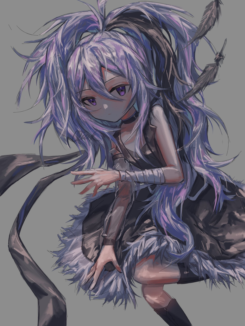 1girl, bandaged_arm, bandages, black_choker, black_skirt, black_vest, choker, closed_mouth