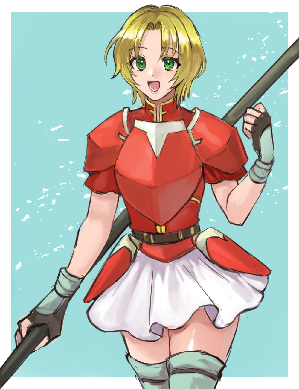 1girl, amelia_(fire_emblem), armor, blonde_hair, fire_emblem, fire_emblem:_the_sacred_stones, green_eyes, hazuki_(nyorosuke)