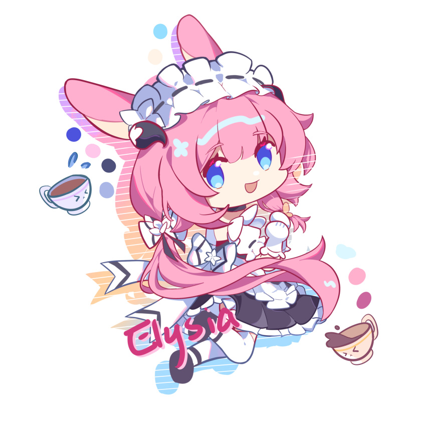 >_<, 1girl, absurdres, animal_ears, apron, black_footwear, blue_eyes, character_name