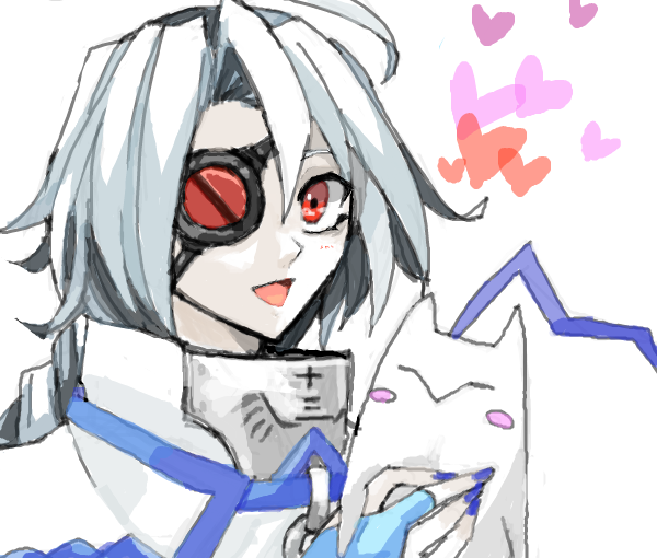 bad_id, blazblue, braid, eyepatch, hakumen, heart, long_hair, nu-13