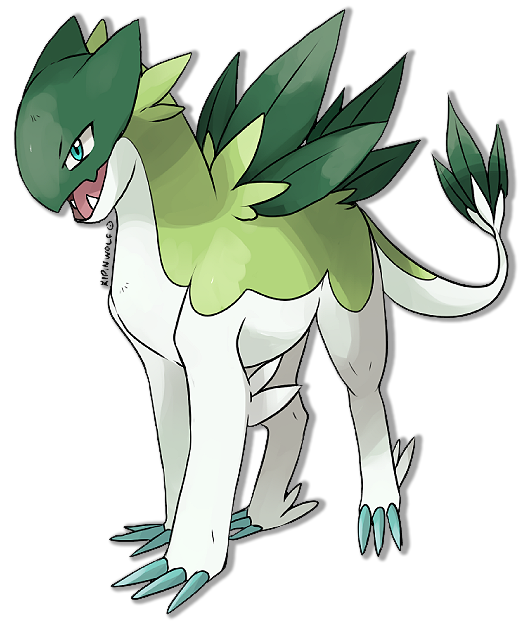 blue_eyes, claws, fakemon, fangs, full_body, kipine, looking_at_viewer, no_humans