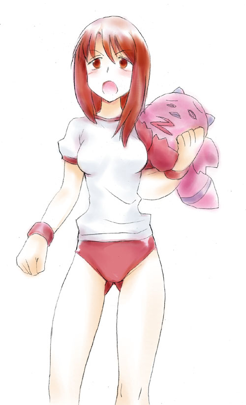buruma, forte_stollen, galaxy_angel, gym_uniform, normad, rabbit_inoue, red_eyes, red_hair, redhead