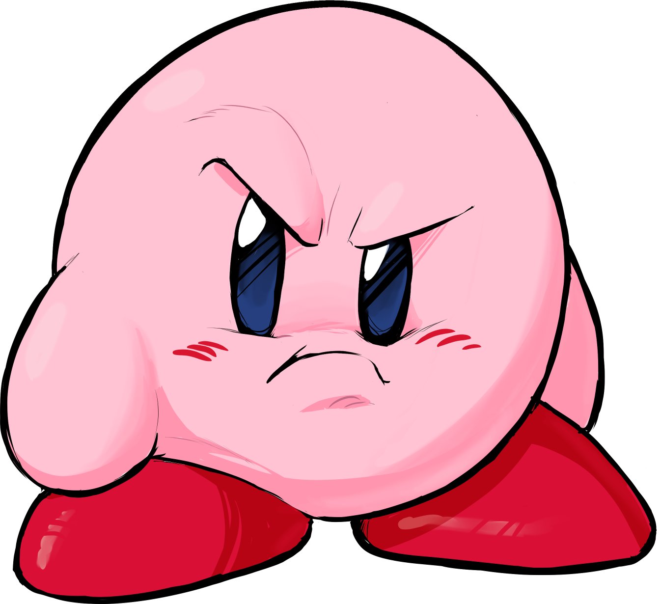colored_skin, frown, glaring, highres, kirby, kirby_(series), kirby_super_star, looking_at_viewer