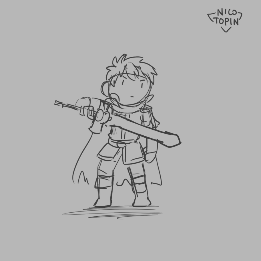 1boy, animated, animated_gif, artist_logo, boots, cape, chibi, crossed_arms