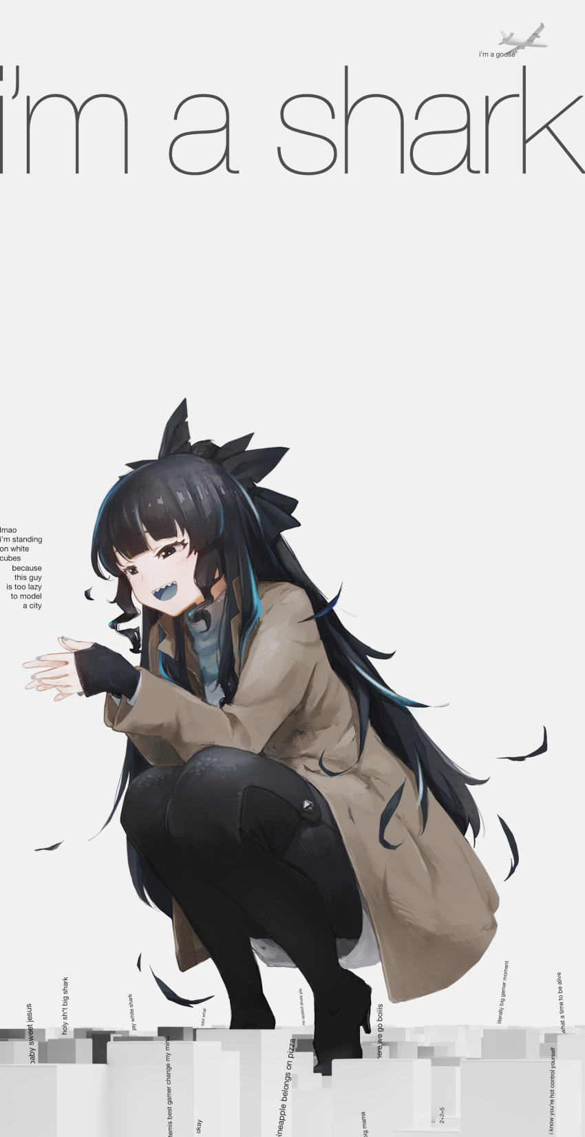 absurdres, aircraft, airplane, alternate_costume, artemis_of_the_blue, atelier_live, blue_nails, blue_tongue