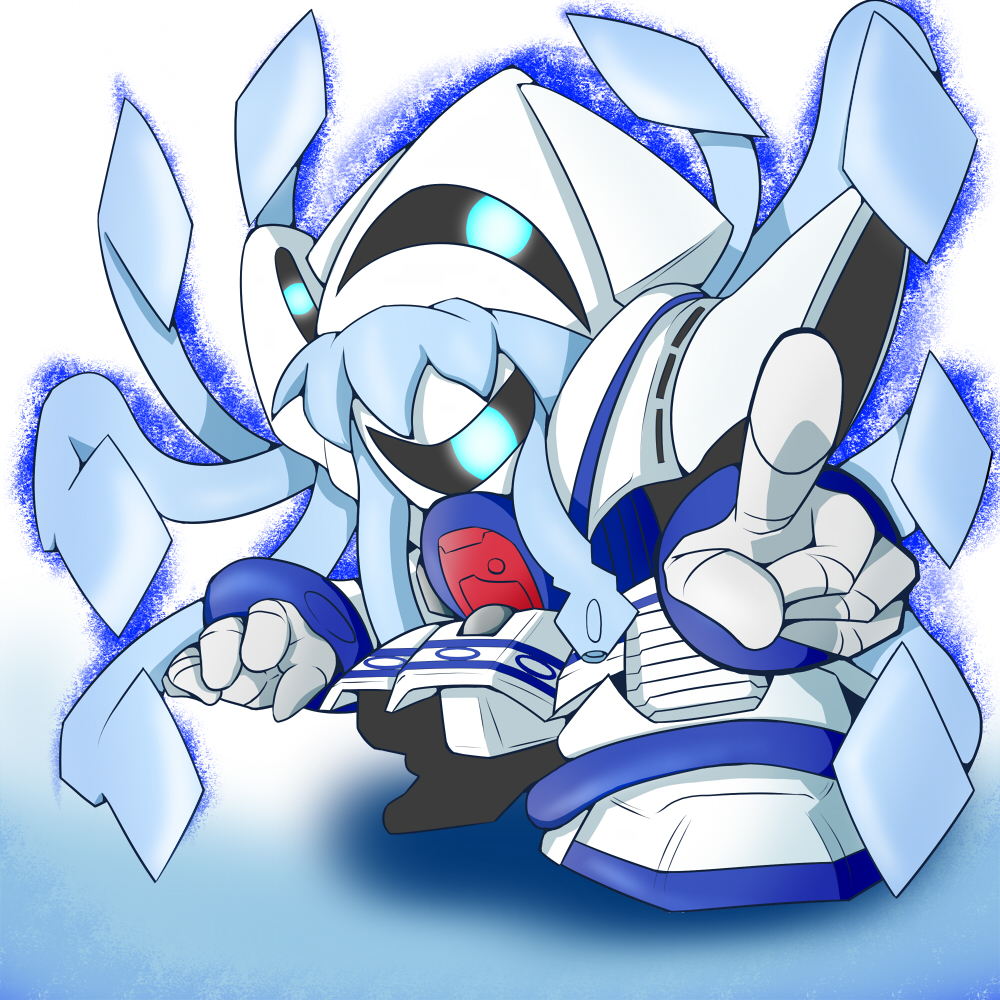 aqua_hair, gundam, hambrabi, ikamusume, mechanization, nori_nori_ex, parody, pointing