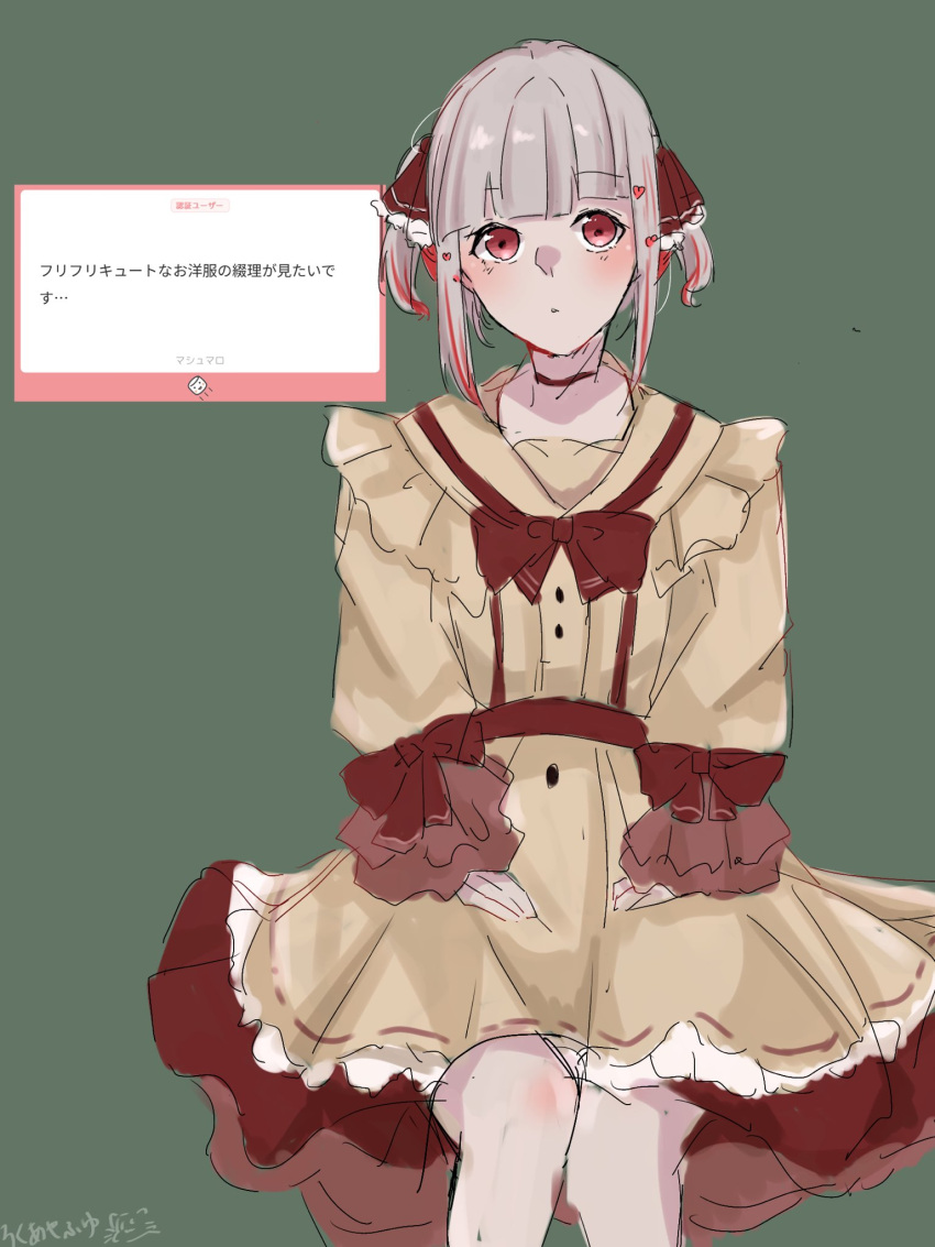1girl, alternate_costume, alternate_hairstyle, bow, choker, dress, dress_bow, feet_out_of_frame