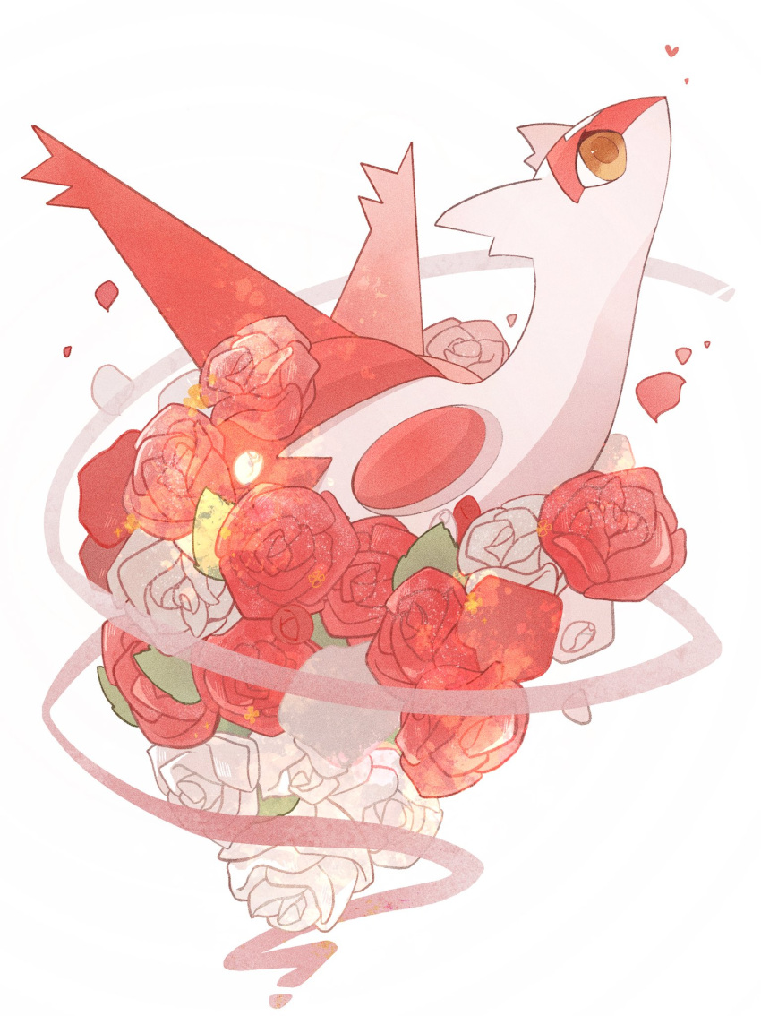 commentary, flower, heart, highres, latias, no_humans, pokemon, pokemon_(creature)